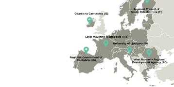 Map of Europe with location tags 